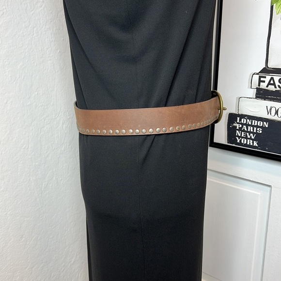 Made in Italy Brown Genuine Leather Studded Belt Size L main image 5